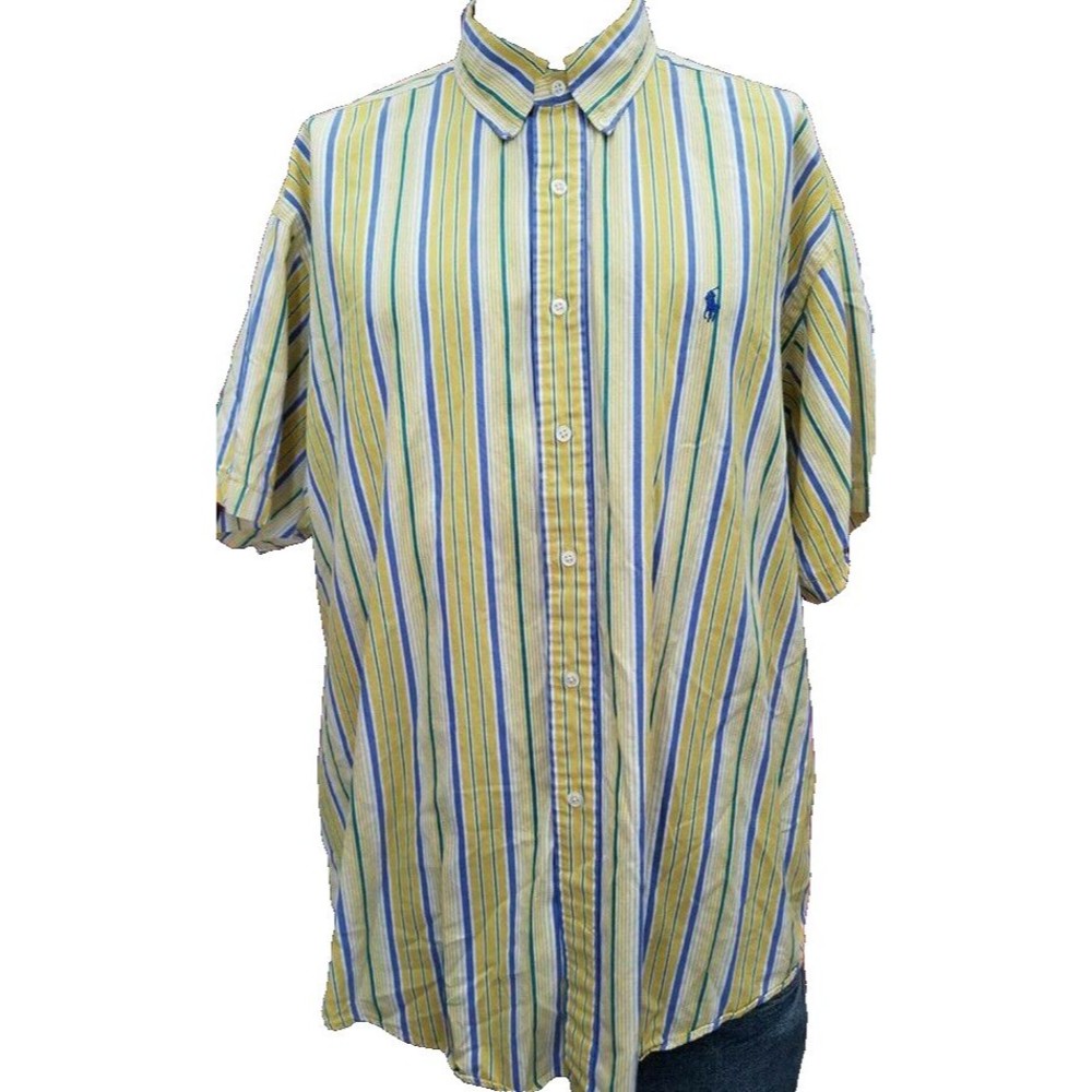 RALPH LAUREN Blake Size 2XL Men's Blue Label Button Down Cotton